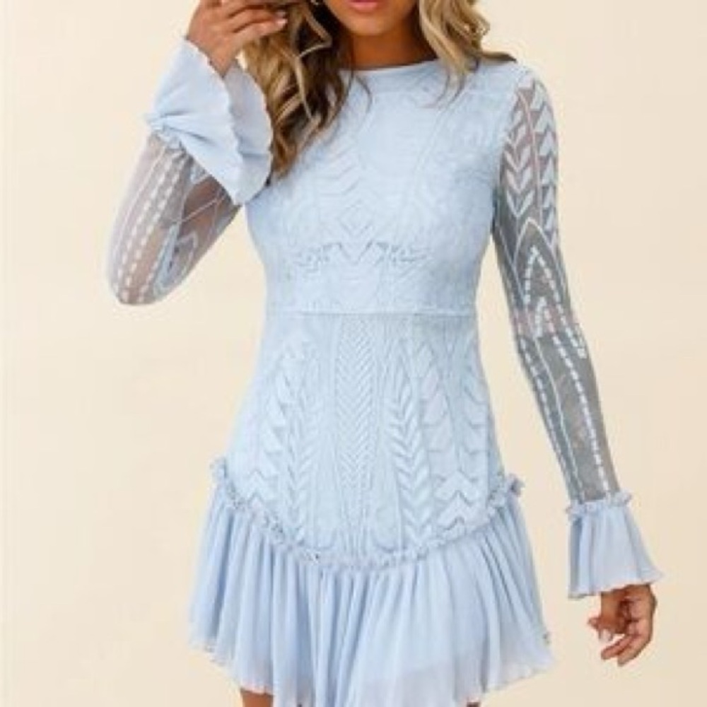 Selfie Leslie Light Blue Mini Dress